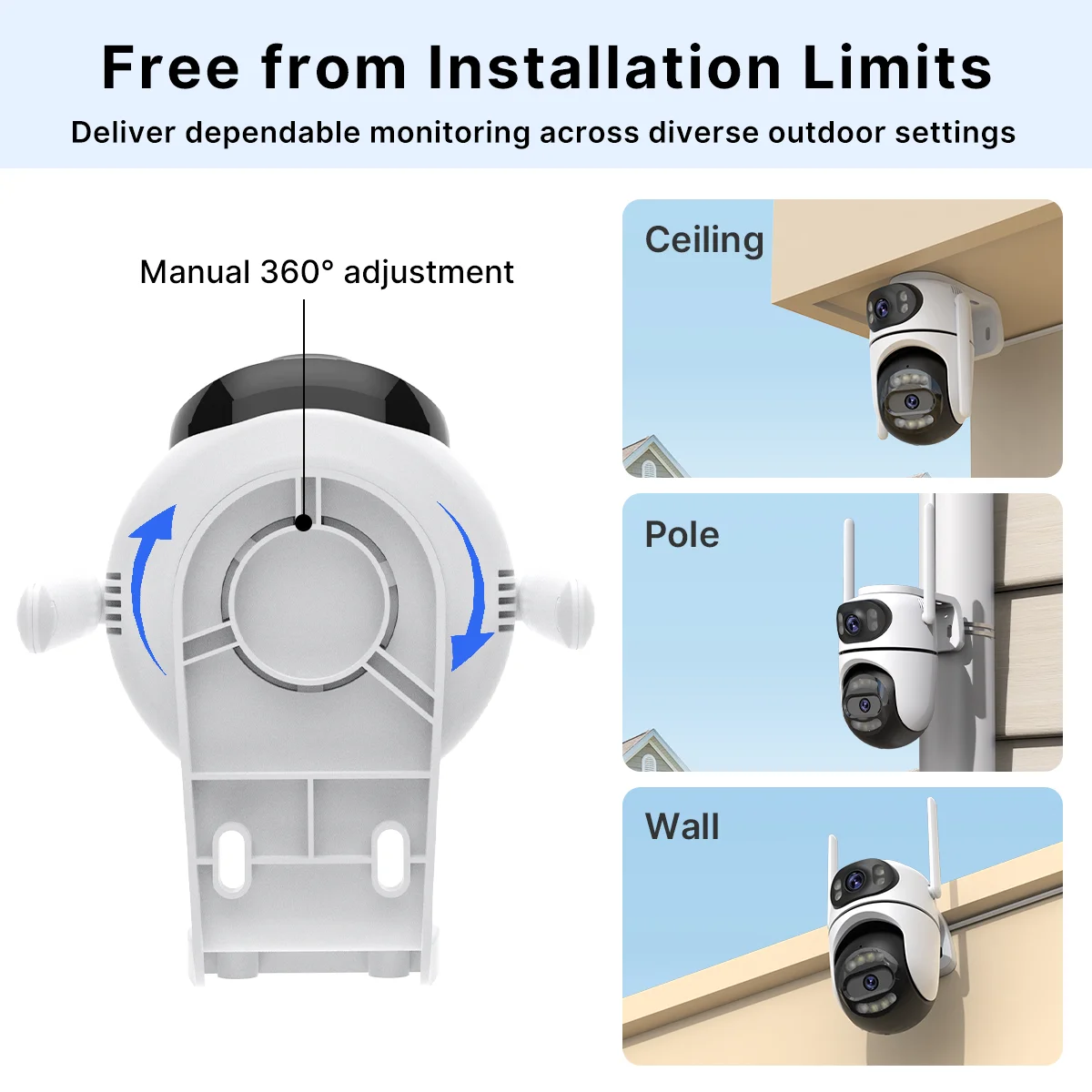 C&aacute;mara PTZ de 8MP, 4K, HD, Wifi, aplicaci&oacute;n iCsee, lente Dual, pantallas duales, c&aacute;mara IP de videovigilancia, seguimiento Ai, CCTV de seguridad para el hogar al aire libre