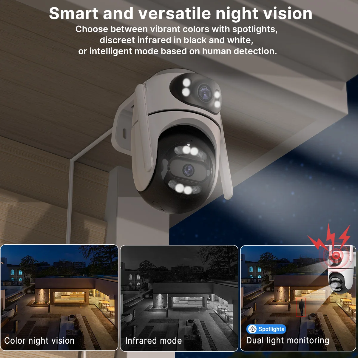C&aacute;mara PTZ de 8MP, 4K, HD, Wifi, aplicaci&oacute;n iCsee, lente Dual, pantallas duales, c&aacute;mara IP de videovigilancia, seguimiento Ai, CCTV de seguridad para el hogar al aire libre