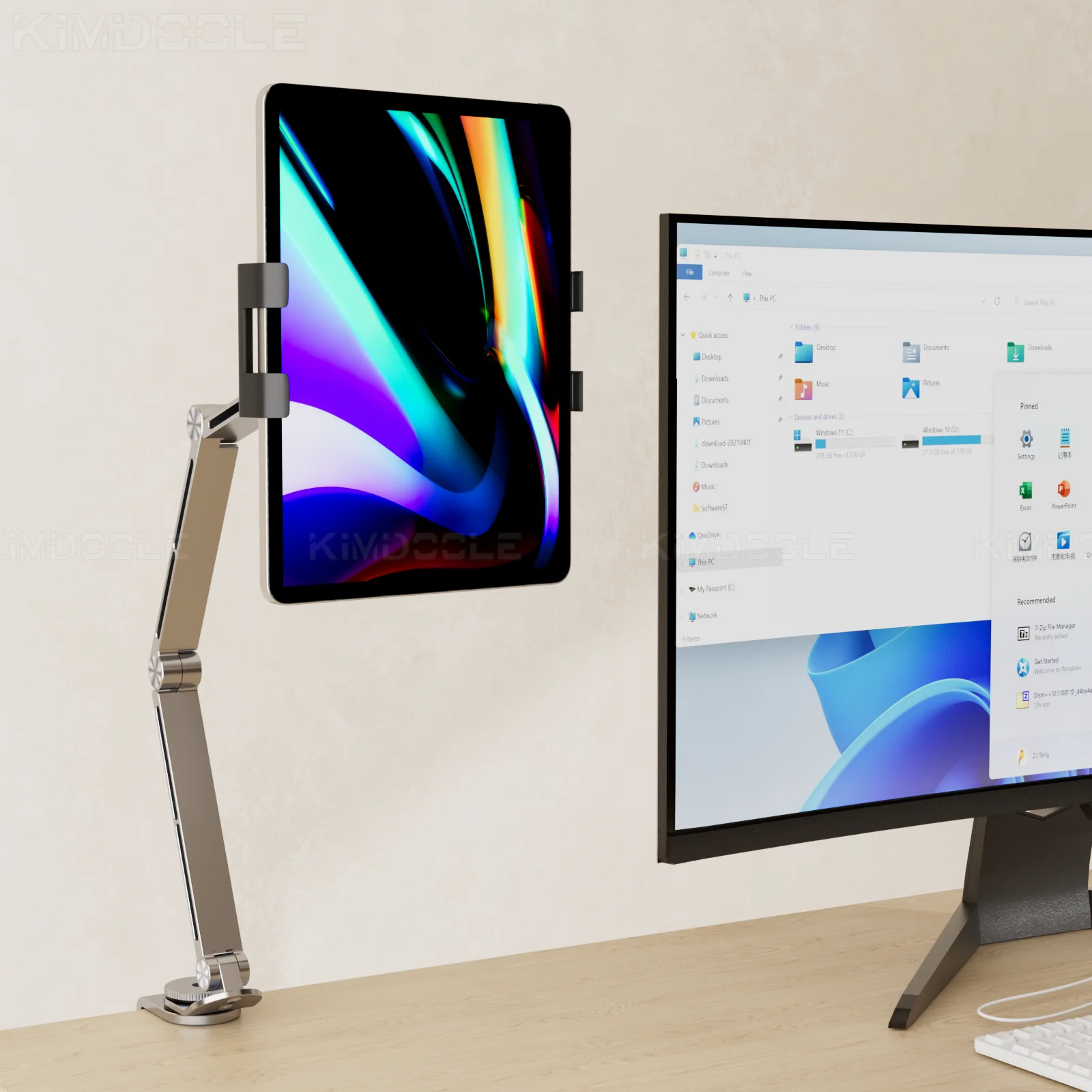 Soporte para tableta Artpowers, soporte para Monitor port&aacute;til, soporte para tel&eacute;fono, port&aacute;til, soporte giratorio ajustable para tableta con Clip