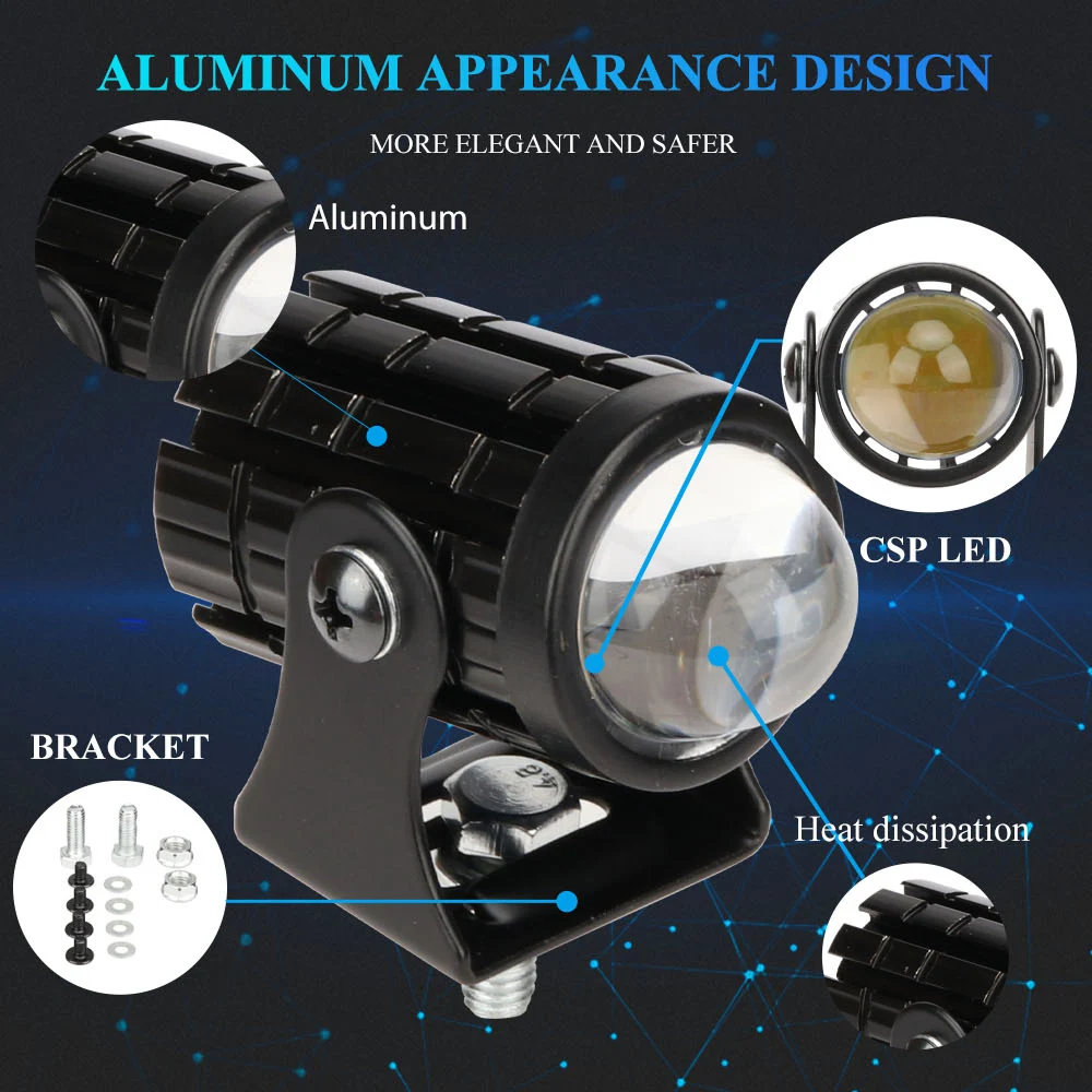 Mini luz de conducci&oacute;n para motocicleta, faro doble Colo, l&aacute;mpara de foco auxiliar R, ATV, Scooter, accesorios de luz antiniebla, 12V