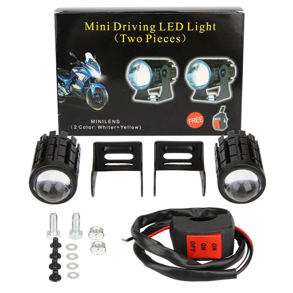 Mini luz de conducci&oacute;n para motocicleta, faro doble Colo, l&aacute;mpara de foco auxiliar R, ATV, Scooter, accesorios de luz antiniebla, 12V