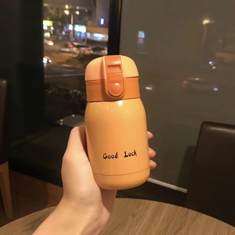 Mini termo de 200/350ml, taza de caf&eacute; t&eacute;rmica de acero inoxidable, termo port&aacute;til, botella de agua aislada con tapa de bot&oacute;n