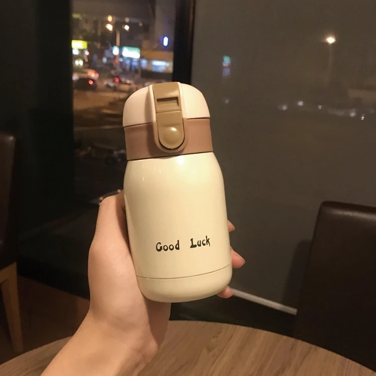 Mini termo de 200/350ml, taza de caf&eacute; t&eacute;rmica de acero inoxidable, termo port&aacute;til, botella de agua aislada con tapa de bot&oacute;n