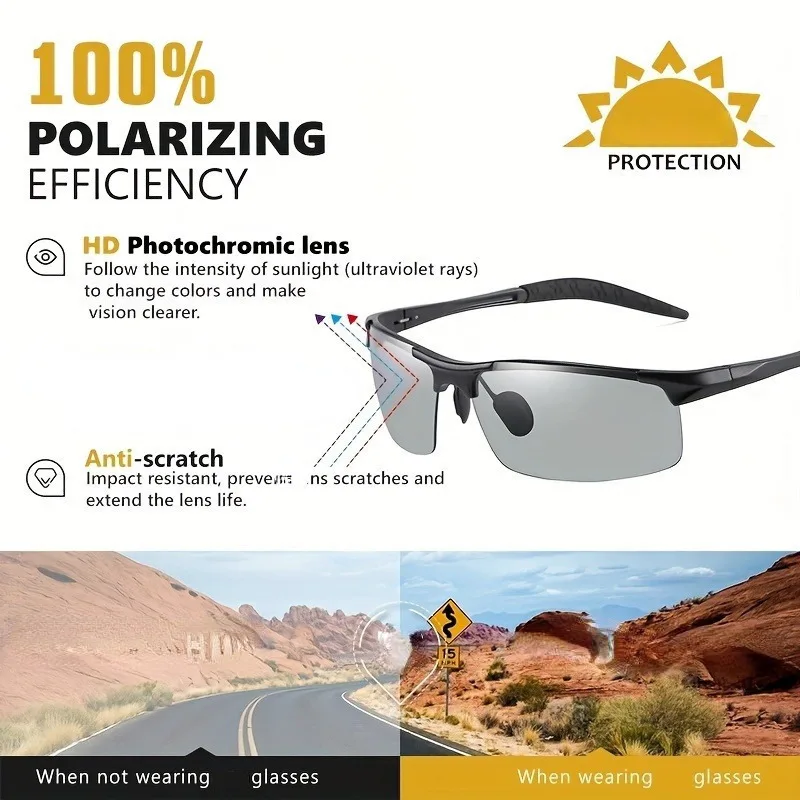 Gafas polarizadas de moda con funciones visuales diurnas y nocturnas, resistentes a los arañazos, protección UV. Gafas polarizadas de moda con funciones visuales diurnas y nocturnas, resistentes a los arañazos, protección UV.