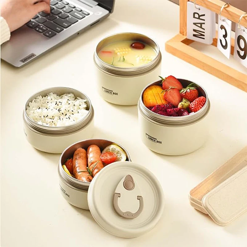 Juego de contenedores de almuerzo para comida con aislamiento port&aacute;til con fiambrera t&eacute;rmica, 3 contenedores de almuerzo apilables separados para ni&ntilde;os adultos