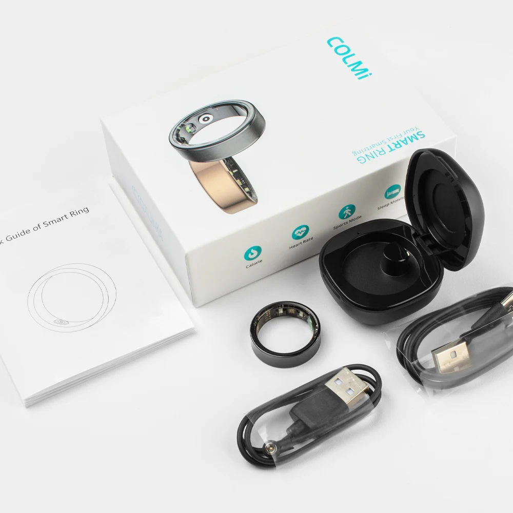 2024 COLMI R09 Smart Ring Hombres Mujeres con estuche de carga, monitor de salud y sue&ntilde;o, monitor de temperatura de la piel, duraci&oacute;n de la bater&iacute;a de 60 d&iacute;as