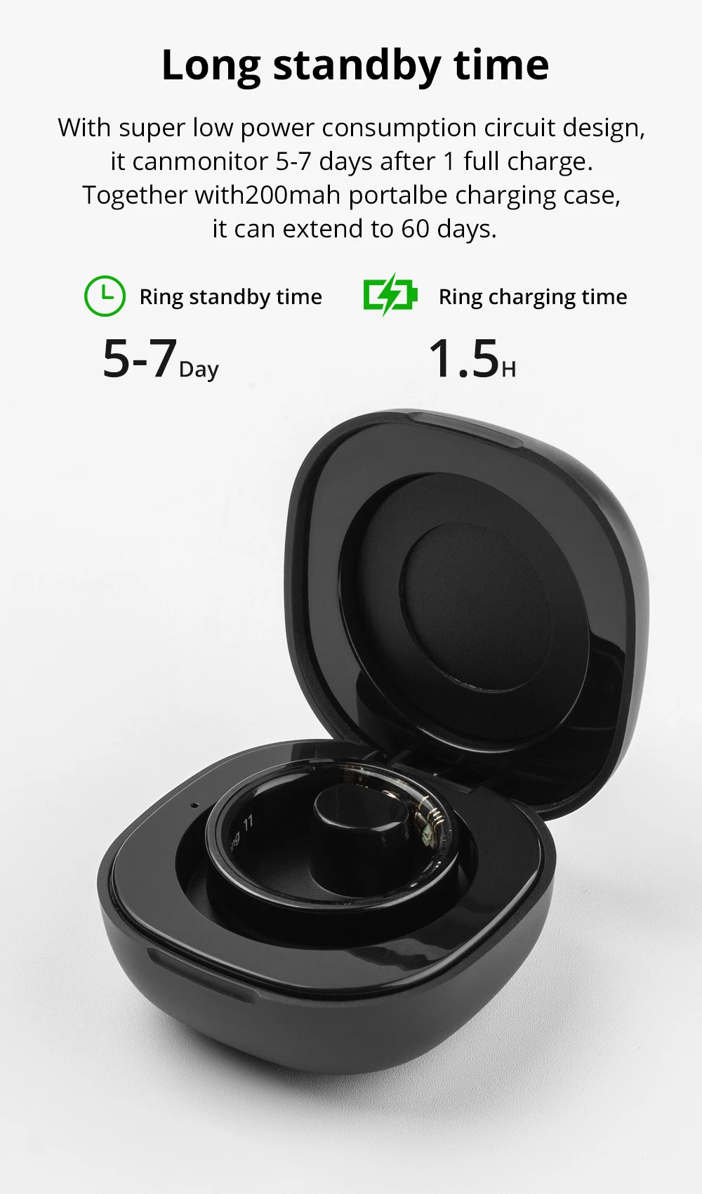 2024 COLMI R09 Smart Ring Hombres Mujeres con estuche de carga, monitor de salud y sue&ntilde;o, monitor de temperatura de la piel, duraci&oacute;n de la bater&iacute;a de 60 d&iacute;as