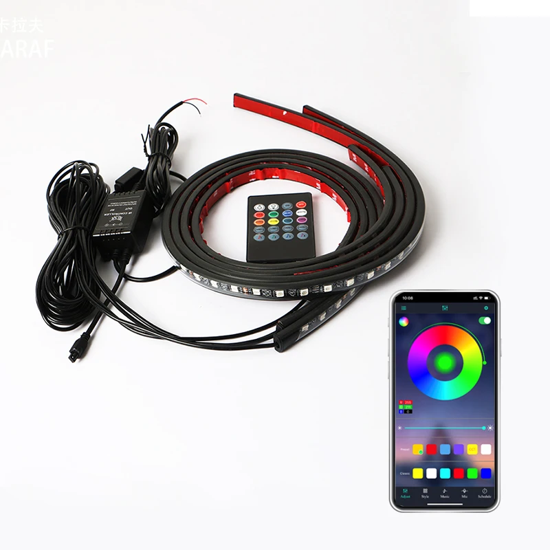 Charssis-tira de luces LED flexibles para coche, Control remoto/aplicaci&oacute;n, luces de ne&oacute;n RGB, ambiente, l&aacute;mpara decorativa autom&aacute;tica