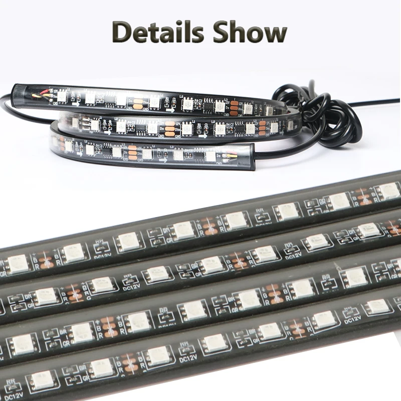Charssis-tira de luces LED flexibles para coche, Control remoto/aplicaci&oacute;n, luces de ne&oacute;n RGB, ambiente, l&aacute;mpara decorativa autom&aacute;tica