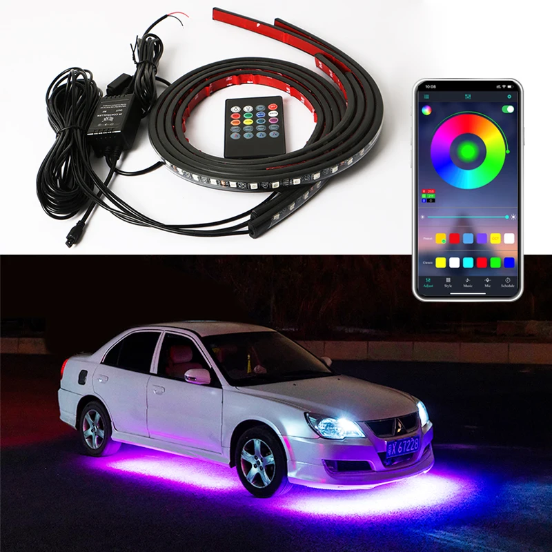 Charssis-tira de luces LED flexibles para coche, Control remoto/aplicaci&oacute;n, luces de ne&oacute;n RGB, ambiente, l&aacute;mpara decorativa autom&aacute;tica