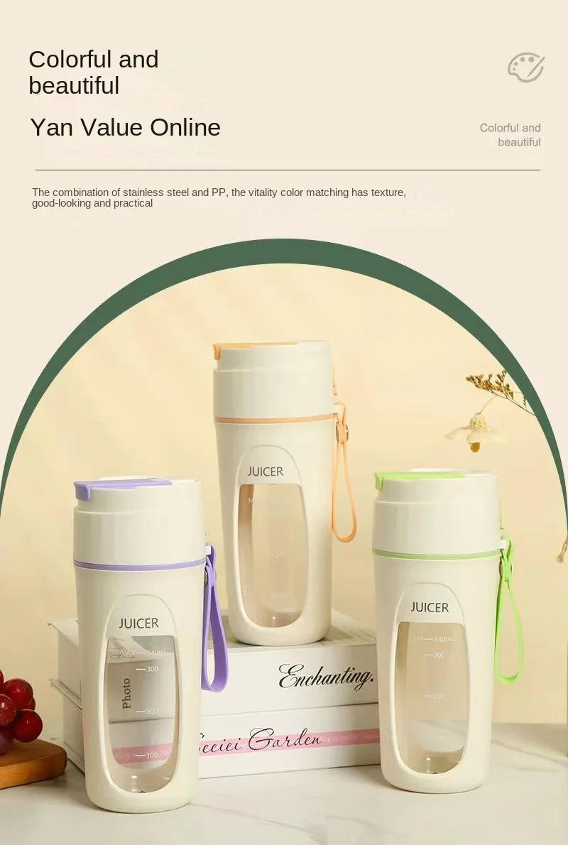 Licuadora port&aacute;til recargable por USB, licuadora de tama&ntilde;o Personal, m&aacute;quinas exprimidoras, taza para batidos y batidos, Mini taza mezcladora de frutas