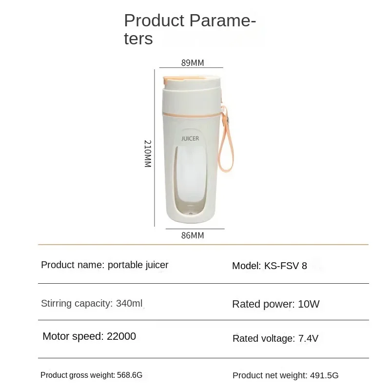 Licuadora port&aacute;til recargable por USB, licuadora de tama&ntilde;o Personal, m&aacute;quinas exprimidoras, taza para batidos y batidos, Mini taza mezcladora de frutas