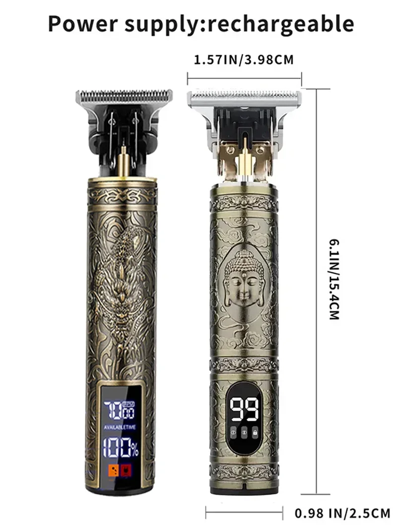 Cortadora de peluquero USB 2025 - Kit de cortadora de pelo recargable inalámbrico/LCD de 0 mm de grado profesional con cortadora de pelo con diseño de dragón/buda Cortadora de peluquero USB 2025 - Kit de cortadora de pelo recargable inalámbrico/LCD de 0 mm de grado profesional con cortadora de pelo con diseño de dragón/buda