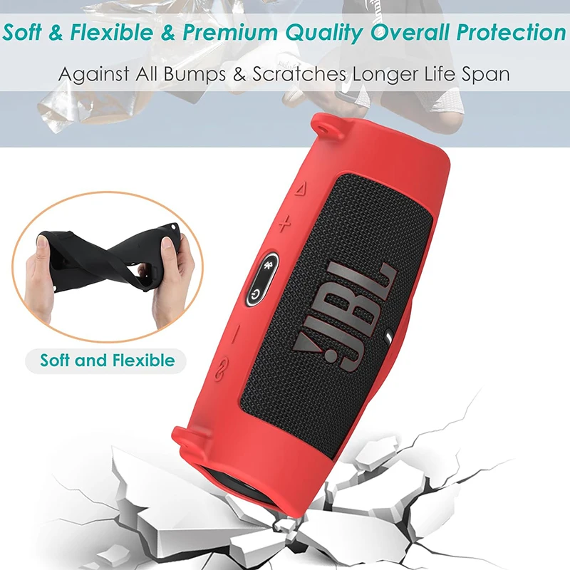 Nueva funda de Altavoz Bluetooth, funda de silicona suave con correa, mosquet&oacute;n para JBL Charge 5, bolsa de Altavoz Bluetooth inal&aacute;mbrico