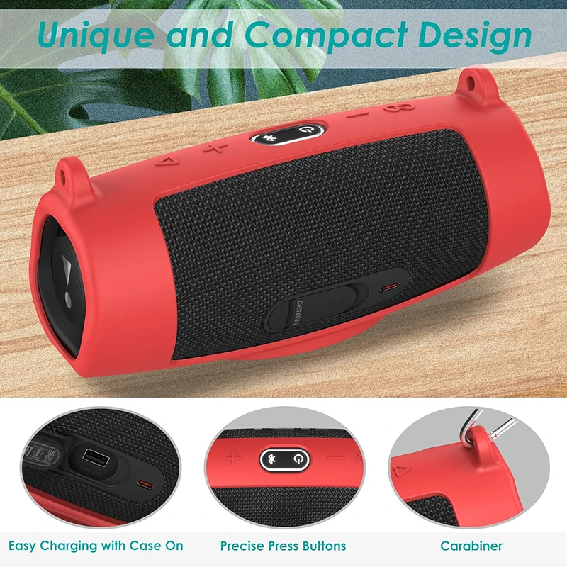 Nueva funda de Altavoz Bluetooth, funda de silicona suave con correa, mosquet&oacute;n para JBL Charge 5, bolsa de Altavoz Bluetooth inal&aacute;mbrico