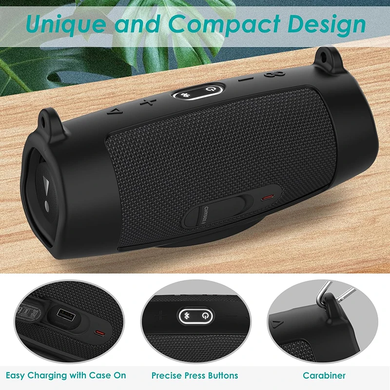 Nueva funda de Altavoz Bluetooth, funda de silicona suave con correa, mosquet&oacute;n para JBL Charge 5, bolsa de Altavoz Bluetooth inal&aacute;mbrico