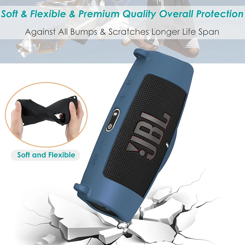 Nueva funda de Altavoz Bluetooth, funda de silicona suave con correa, mosquet&oacute;n para JBL Charge 5, bolsa de Altavoz Bluetooth inal&aacute;mbrico