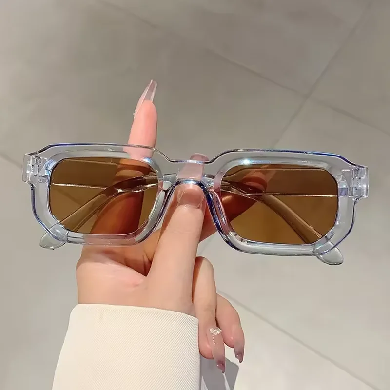 Nuevas gafas de sol con montura rectangular Vintage para hombre, gafas de sol Retro a la moda, gafas de dise&ntilde;o de marca de lujo, gafas UV400 para mujer
