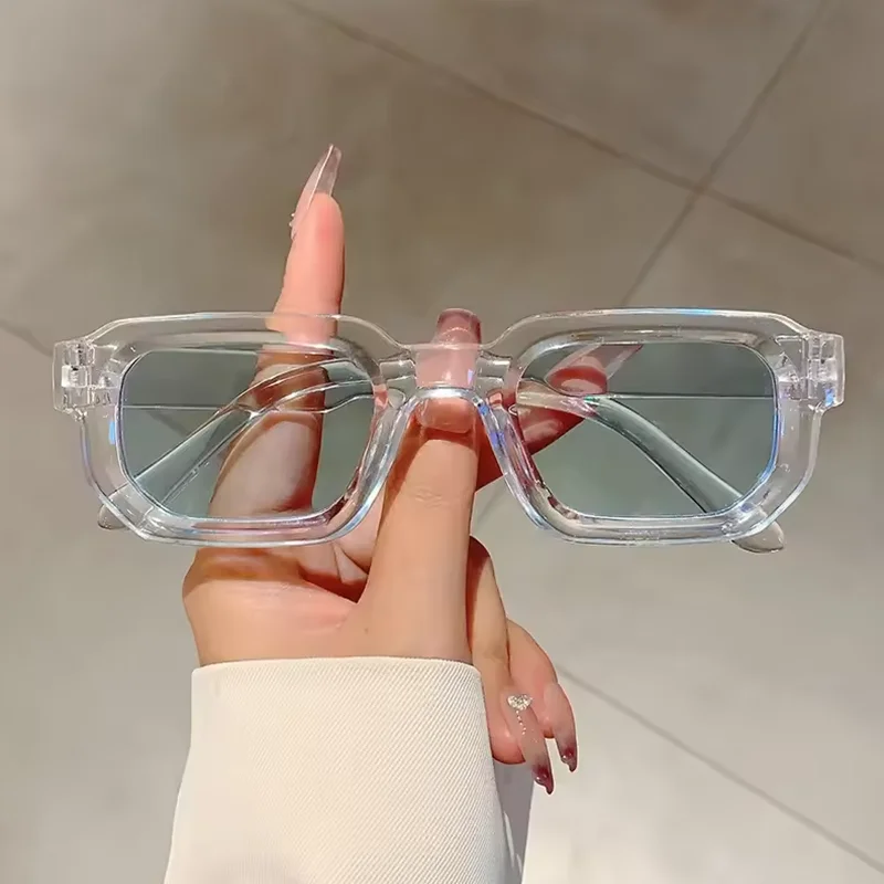 Nuevas gafas de sol con montura rectangular Vintage para hombre, gafas de sol Retro a la moda, gafas de dise&ntilde;o de marca de lujo, gafas UV400 para mujer