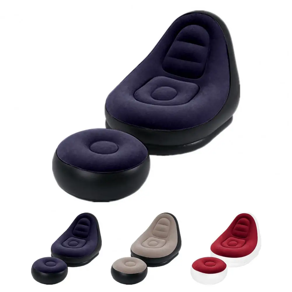 Sof&aacute; inflable plegable Flocado de PVC con taburete para pies, juego de sillas de sal&oacute;n para el almuerzo, tumbona plegable para exteriores, cama