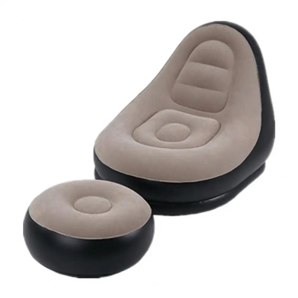 Sof&aacute; inflable plegable Flocado de PVC con taburete para pies, juego de sillas de sal&oacute;n para el almuerzo, tumbona plegable para exteriores, cama
