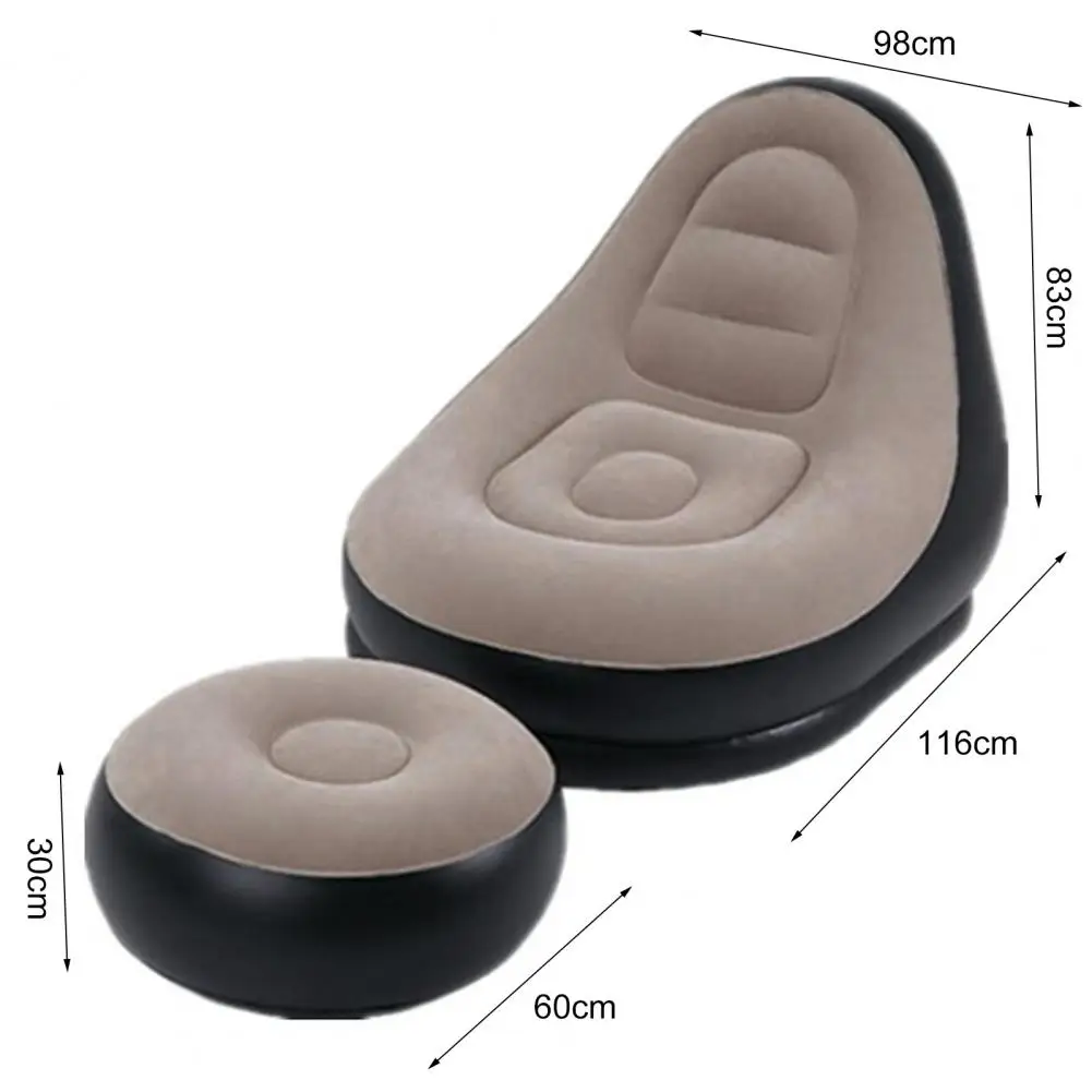 Sof&aacute; inflable plegable Flocado de PVC con taburete para pies, juego de sillas de sal&oacute;n para el almuerzo, tumbona plegable para exteriores, cama