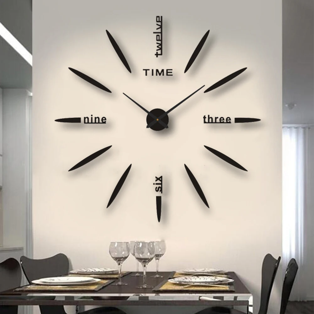 Reloj de pared 3D DIY, relojes de pared grandes, pegatinas de espejo acr&iacute;lico para sala de estar moderna, reloj de cuarzo autoadhesivo, decoraci&oacute;n silenciosa para el hogar