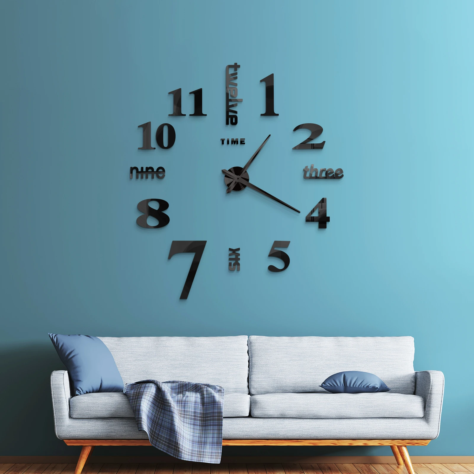Reloj de pared 3D DIY, relojes de pared grandes, pegatinas de espejo acr&iacute;lico para sala de estar moderna, reloj de cuarzo autoadhesivo, decoraci&oacute;n silenciosa para el hogar