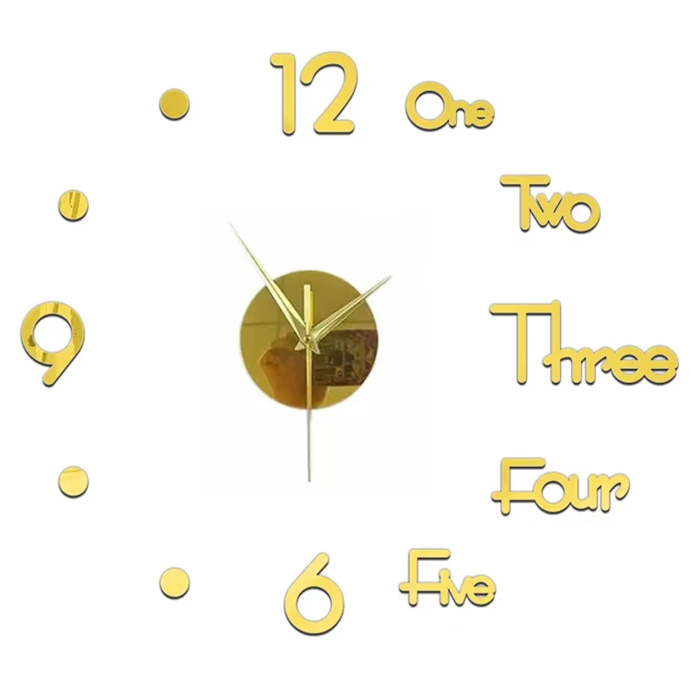 Reloj de pared 3D DIY, relojes de pared grandes, pegatinas de espejo acr&iacute;lico para sala de estar moderna, reloj de cuarzo autoadhesivo, decoraci&oacute;n silenciosa para el hogar