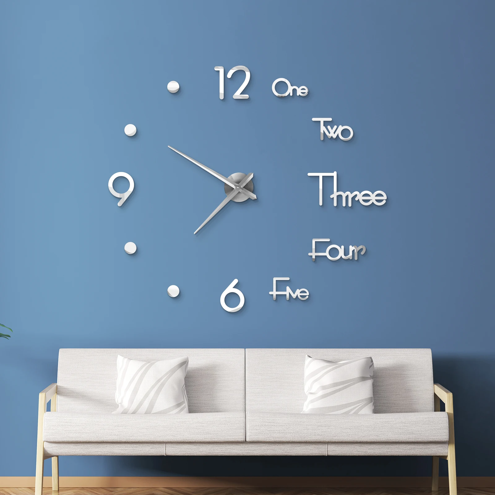 Reloj de pared 3D DIY, relojes de pared grandes, pegatinas de espejo acr&iacute;lico para sala de estar moderna, reloj de cuarzo autoadhesivo, decoraci&oacute;n silenciosa para el hogar