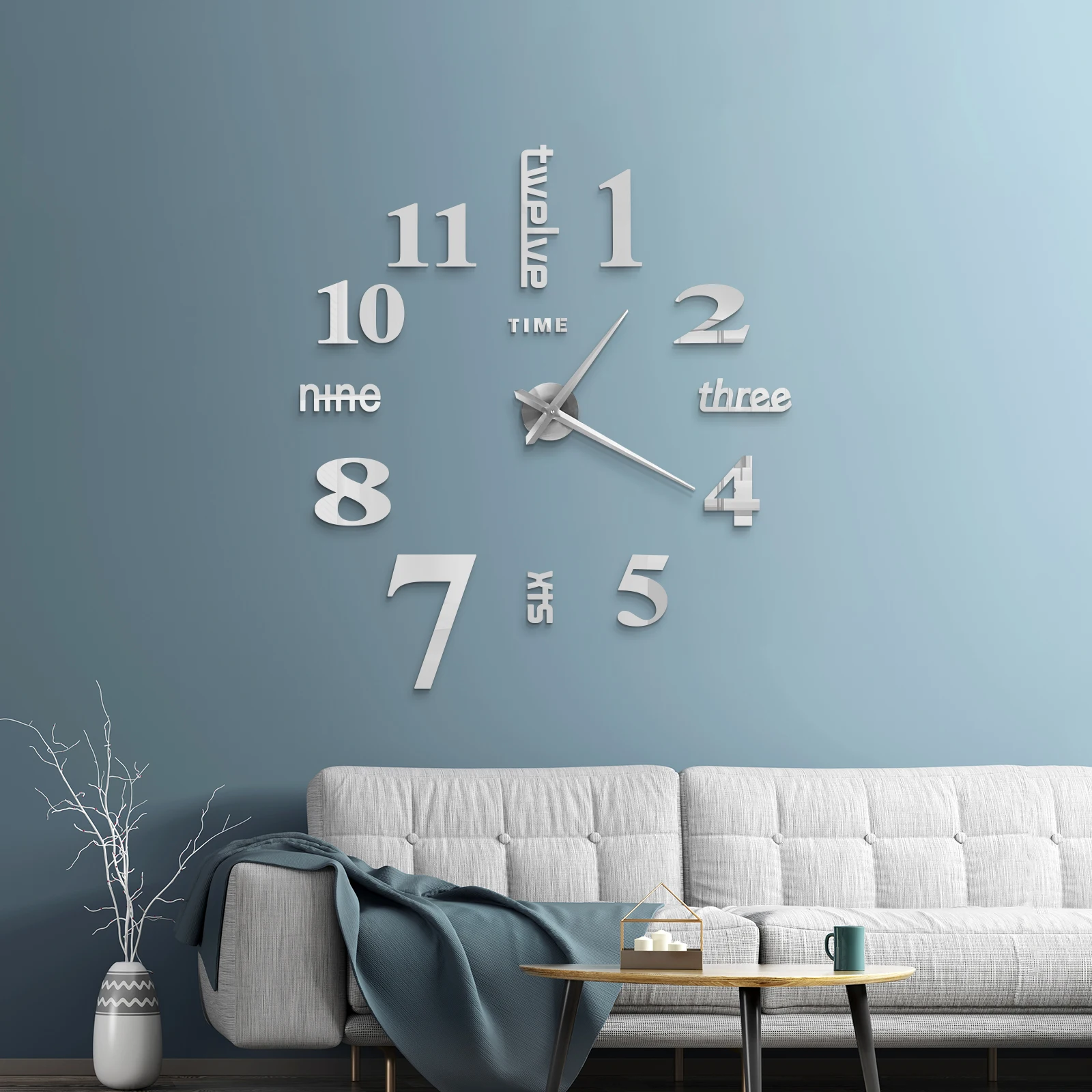 Reloj de pared 3D DIY, relojes de pared grandes, pegatinas de espejo acr&iacute;lico para sala de estar moderna, reloj de cuarzo autoadhesivo, decoraci&oacute;n silenciosa para el hogar