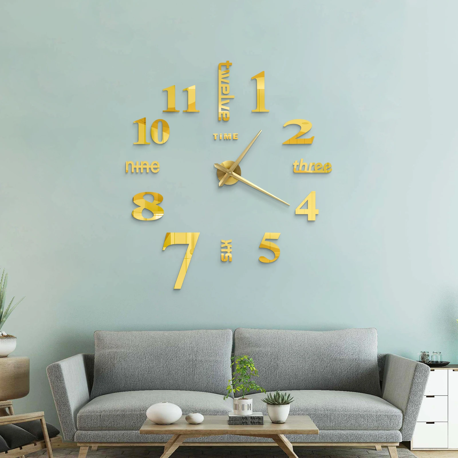 Reloj de pared 3D DIY, relojes de pared grandes, pegatinas de espejo acr&iacute;lico para sala de estar moderna, reloj de cuarzo autoadhesivo, decoraci&oacute;n silenciosa para el hogar