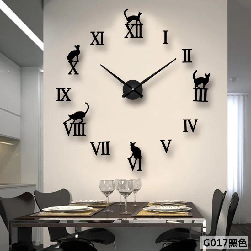 Reloj de pared 3D DIY, relojes de pared grandes, pegatinas de espejo acr&iacute;lico para sala de estar moderna, reloj de cuarzo autoadhesivo, decoraci&oacute;n silenciosa para el hogar