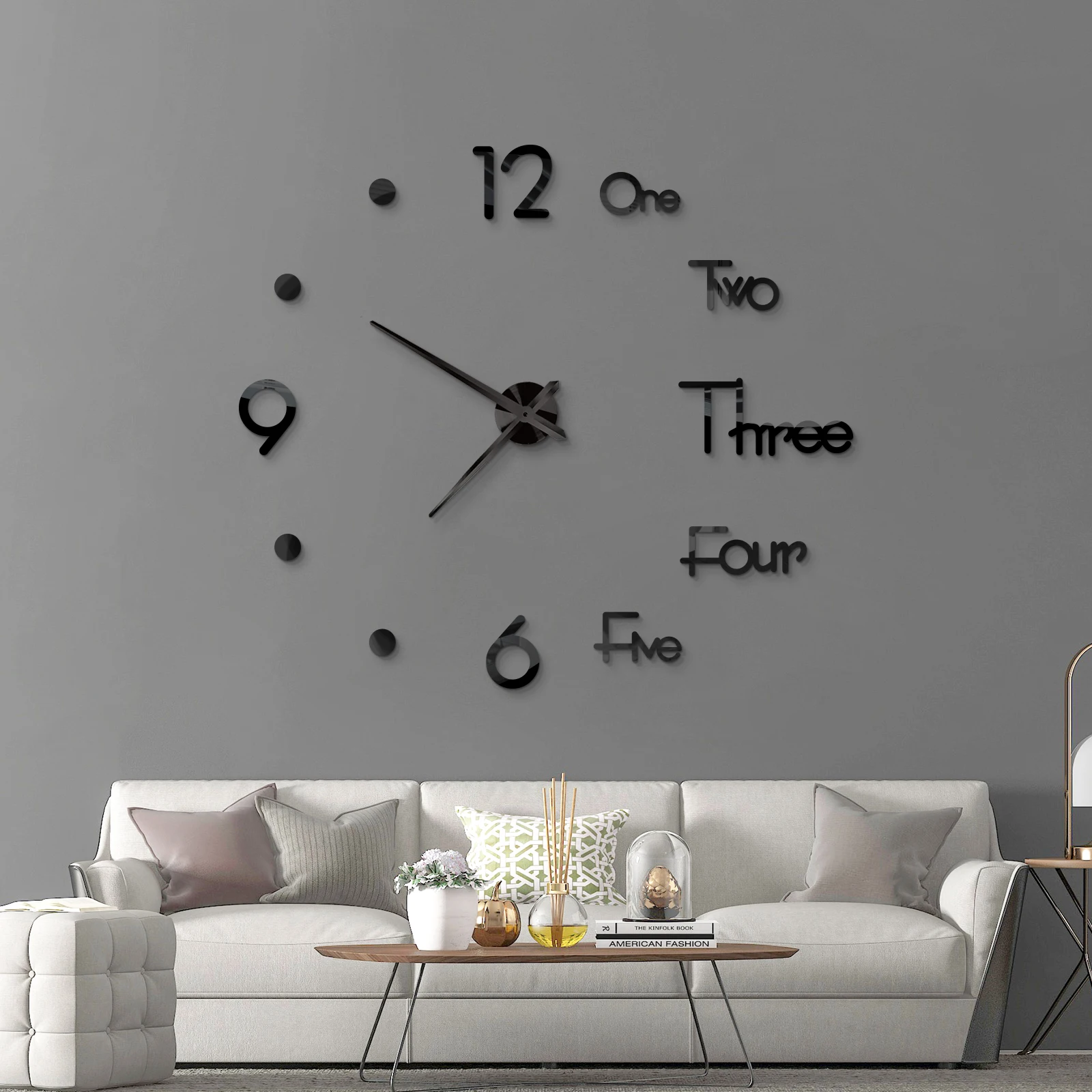 Reloj de pared 3D DIY, relojes de pared grandes, pegatinas de espejo acr&iacute;lico para sala de estar moderna, reloj de cuarzo autoadhesivo, decoraci&oacute;n silenciosa para el hogar