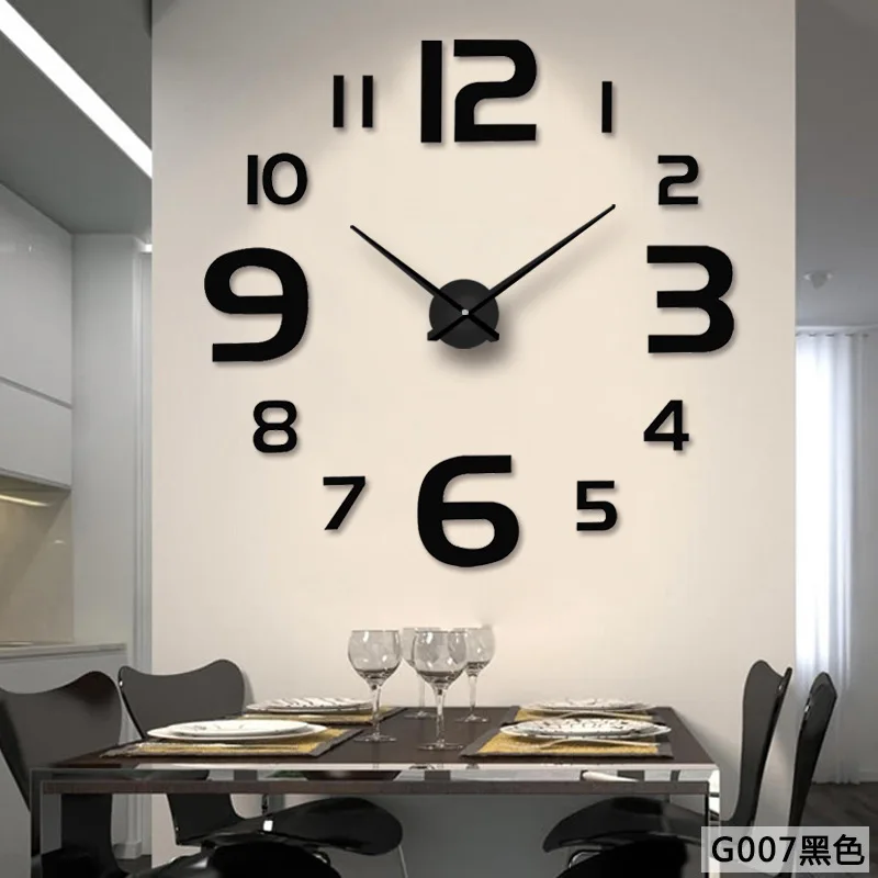 Reloj de pared 3D DIY, relojes de pared grandes, pegatinas de espejo acr&iacute;lico para sala de estar moderna, reloj de cuarzo autoadhesivo, decoraci&oacute;n silenciosa para el hogar