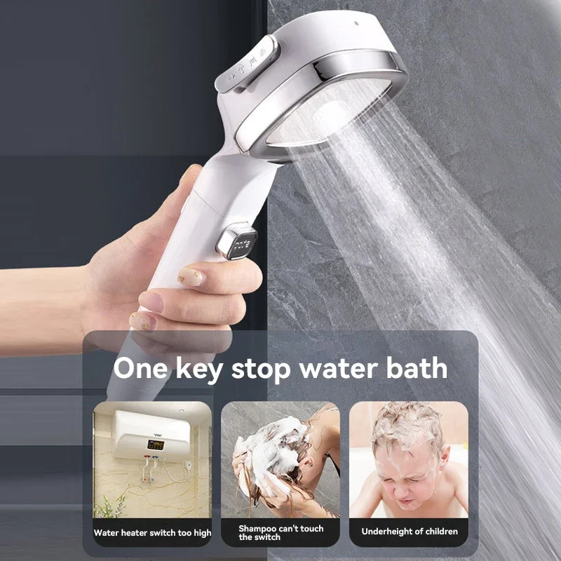 Cabezal de Ducha para Xiaomi, 4 Modos, Manual, con Bot&oacute;n de Paro de Agua, Masaje, Alta Presi&oacute;n, Filtro ABS, Accesorios de Ba&ntilde;o
