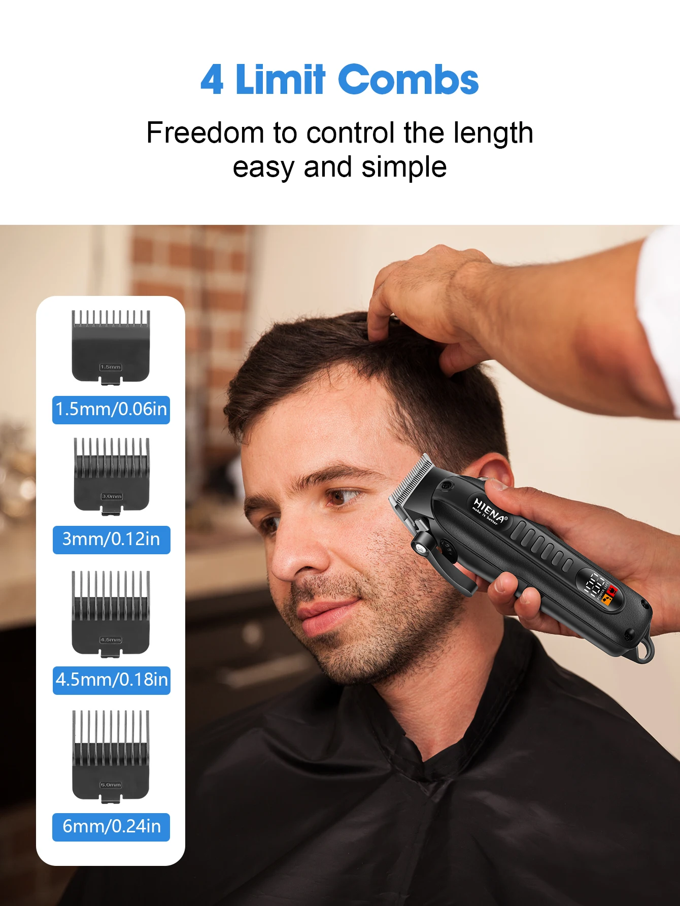 Cortadora de pelo el&eacute;ctrica profesional para peluquero, pantalla LED, cortadora de carga UBS, potente herramienta cortadora de pelo el&eacute;ctrica