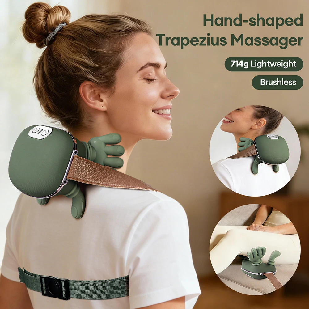 Masajeador bi&oacute;nico 4D para dedos, cuello y hombros, inal&aacute;mbrico, Trapecio Cervical, masaje para amasar, chal, Motor sin escobillas, masajeador de cuello
