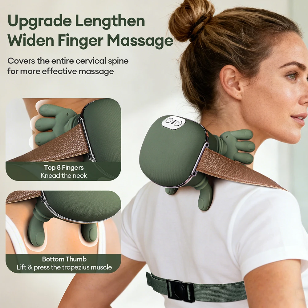 Masajeador bi&oacute;nico 4D para dedos, cuello y hombros, inal&aacute;mbrico, Trapecio Cervical, masaje para amasar, chal, Motor sin escobillas, masajeador de cuello