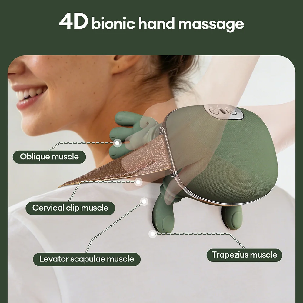 Masajeador bi&oacute;nico 4D para dedos, cuello y hombros, inal&aacute;mbrico, Trapecio Cervical, masaje para amasar, chal, Motor sin escobillas, masajeador de cuello