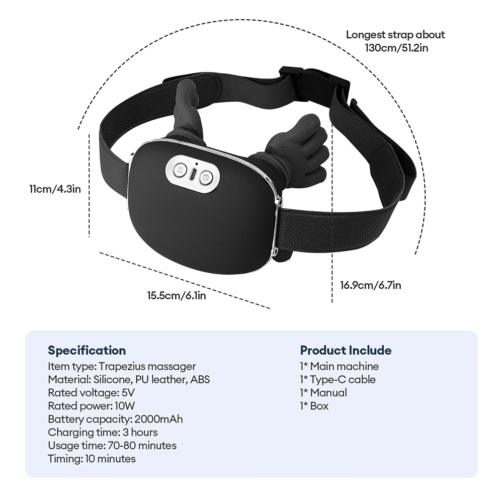 Masajeador bi&oacute;nico 4D para dedos, cuello y hombros, inal&aacute;mbrico, Trapecio Cervical, masaje para amasar, chal, Motor sin escobillas, masajeador de cuello