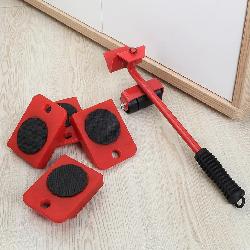 Juego de Herramientas para Mover Muebles, Rodillos de Transporte, Barra con Ruedas para Levantar y Mover Objetos Pesados, Herramienta Manual