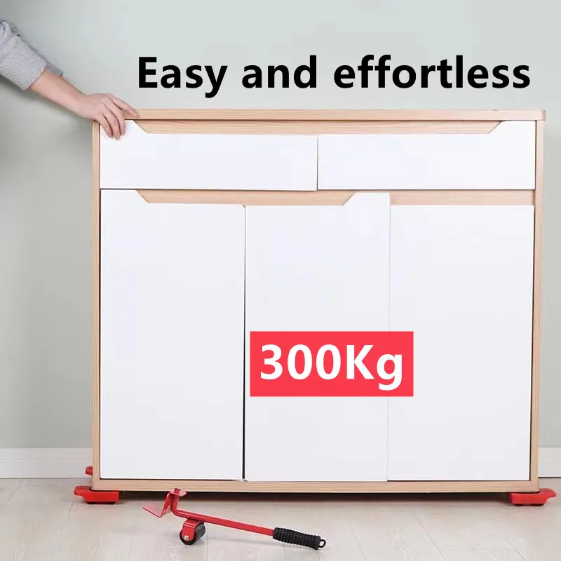 Juego de Herramientas para Mover Muebles, Rodillos de Transporte, Barra con Ruedas para Levantar y Mover Objetos Pesados, Herramienta Manual