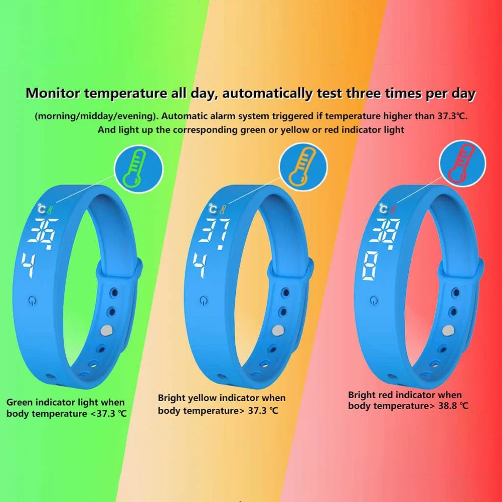 Pulsera inteligente Digital LED, reloj inteligente resistente al agua con Monitor de temperatura corporal, banda inteligente, recordatorio de alarma de vibraci&oacute;n