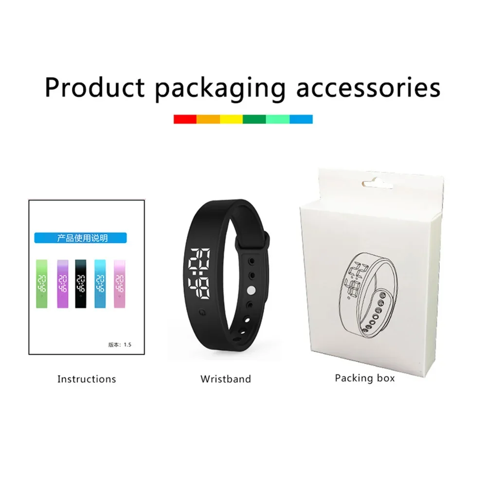 Pulsera inteligente Digital LED, reloj inteligente resistente al agua con Monitor de temperatura corporal, banda inteligente, recordatorio de alarma de vibraci&oacute;n