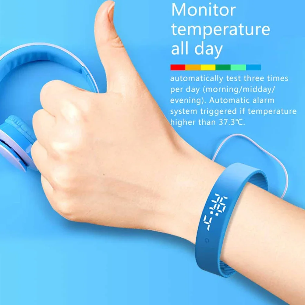 Pulsera inteligente Digital LED, reloj inteligente resistente al agua con Monitor de temperatura corporal, banda inteligente, recordatorio de alarma de vibraci&oacute;n