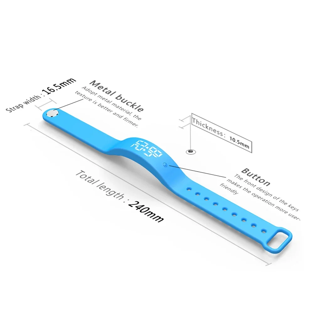 Pulsera inteligente Digital LED, reloj inteligente resistente al agua con Monitor de temperatura corporal, banda inteligente, recordatorio de alarma de vibraci&oacute;n