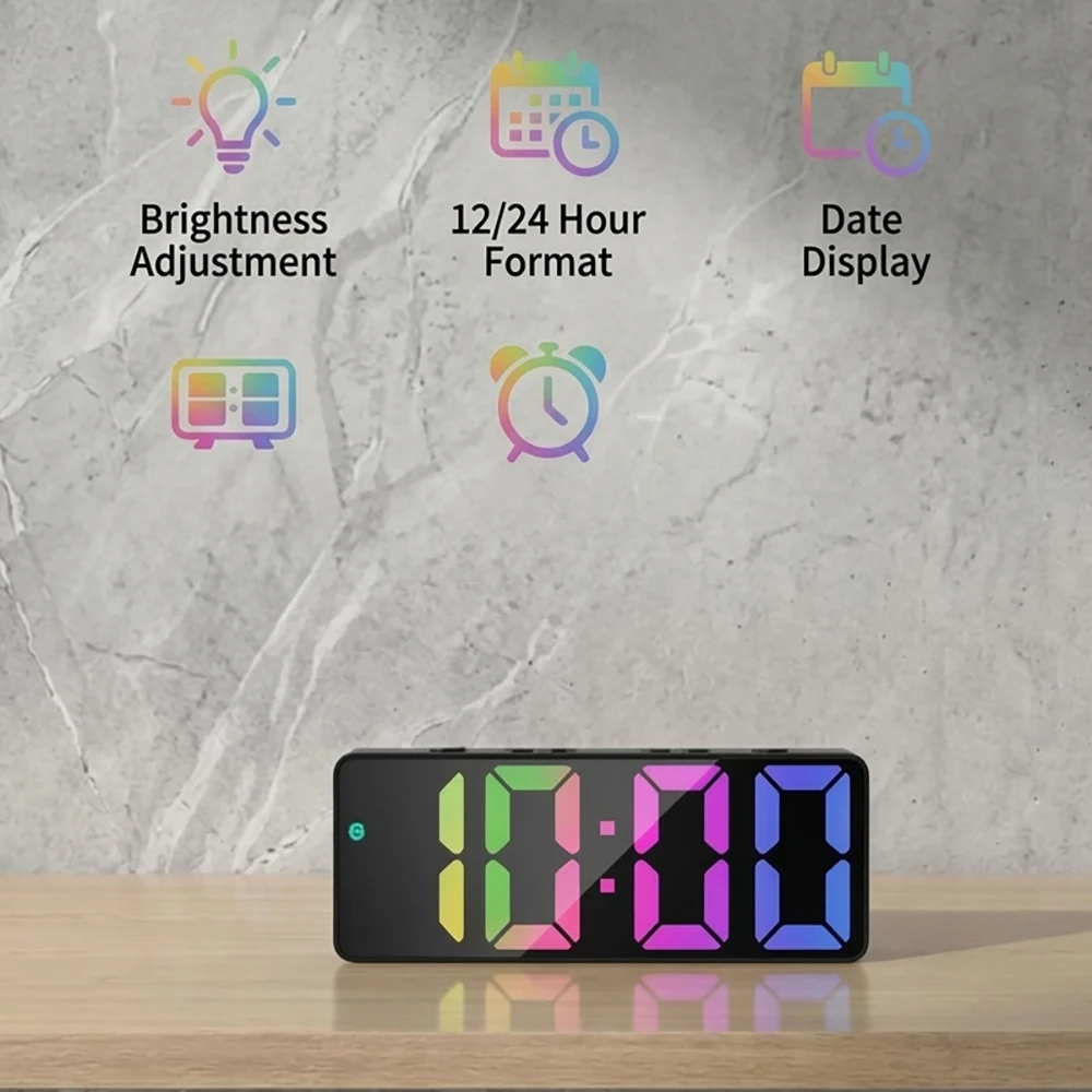 Reloj Despertador Digital con Pantalla Grande y Colorida, F&aacute;cil de Usar, para Dormitorio, Oficina, Cocina, Decoraci&oacute;n del Hogar