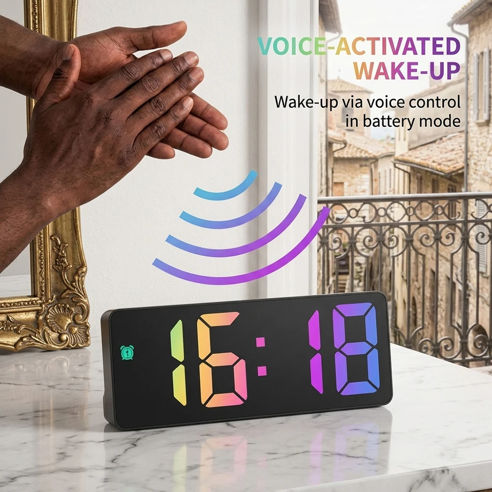 Reloj Despertador Digital con Pantalla Grande y Colorida, F&aacute;cil de Usar, para Dormitorio, Oficina, Cocina, Decoraci&oacute;n del Hogar
