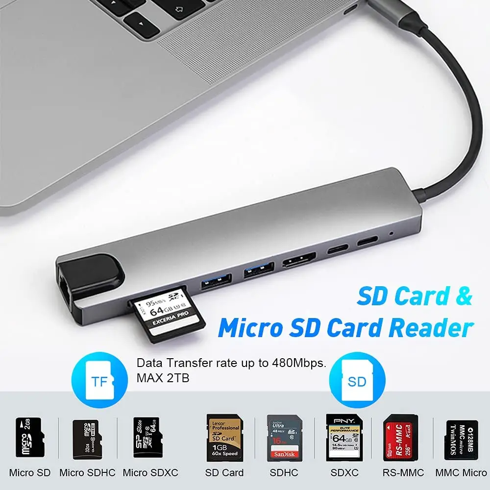 Hub USB 3,0 para ordenador portátil, adaptador para PC, estación de carga PD, RJ45, compatible con HDMI, tarjeta TF/SD, divisor tipo C para portátil Hub USB 3,0 para ordenador portátil, adaptador para PC, estación de carga PD, RJ45, compatible con HDMI, tarjeta TF/SD, divisor tipo C para portátil